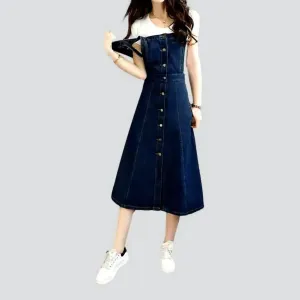 Long dark denim dress