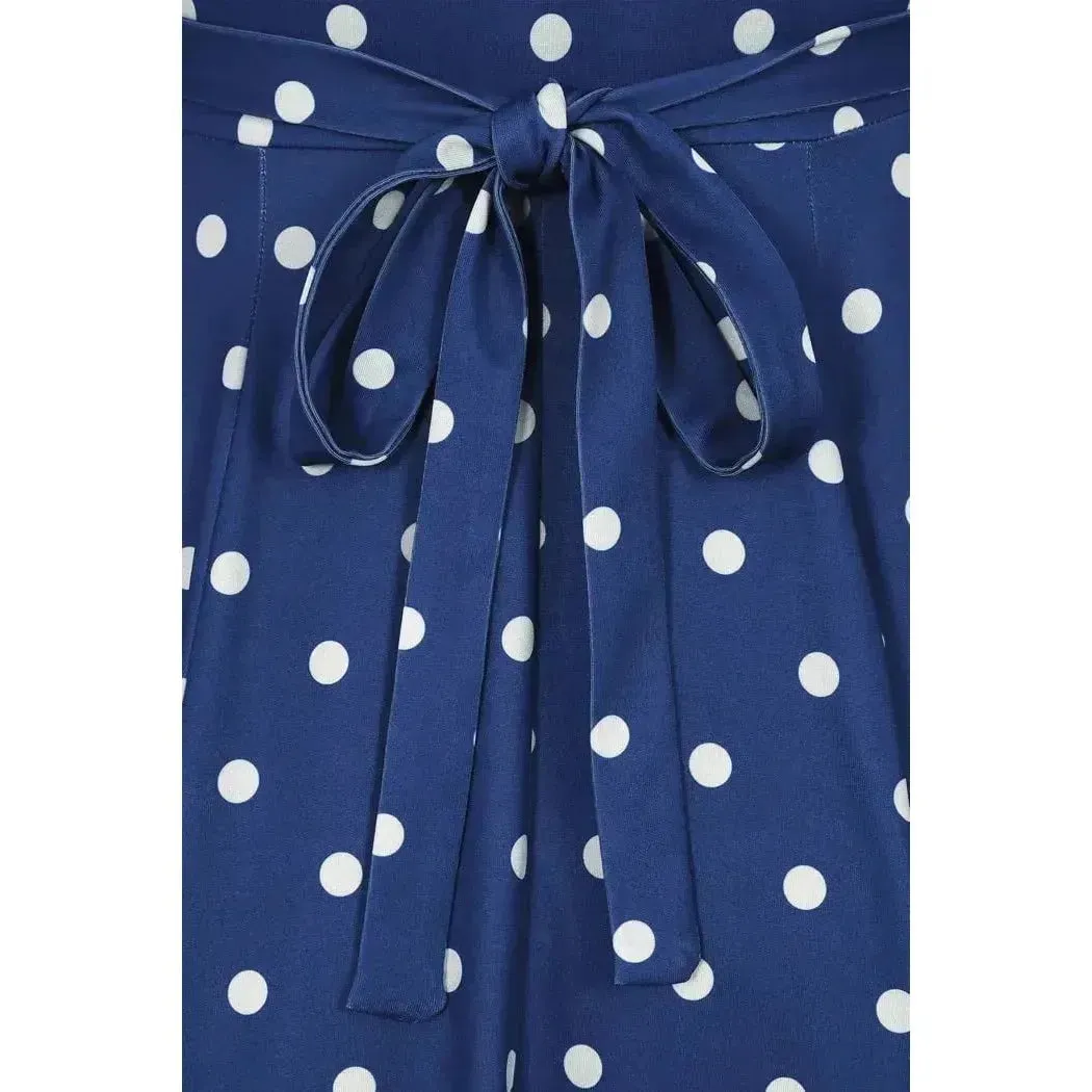 Lyra Dress - Navy Polka