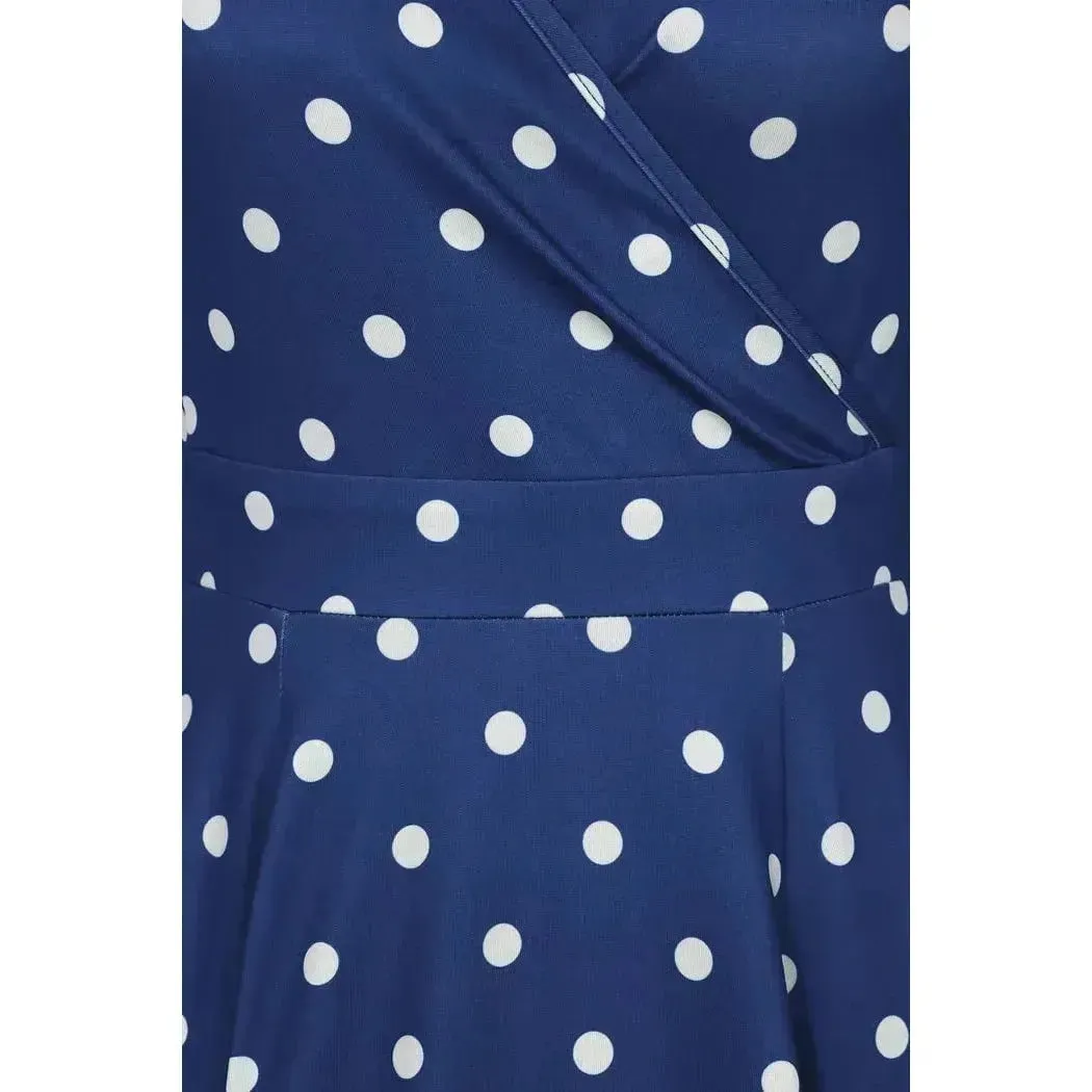 Lyra Dress - Navy Polka