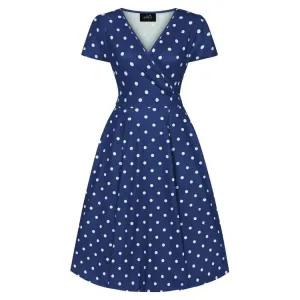 Lyra Dress - Navy Polka