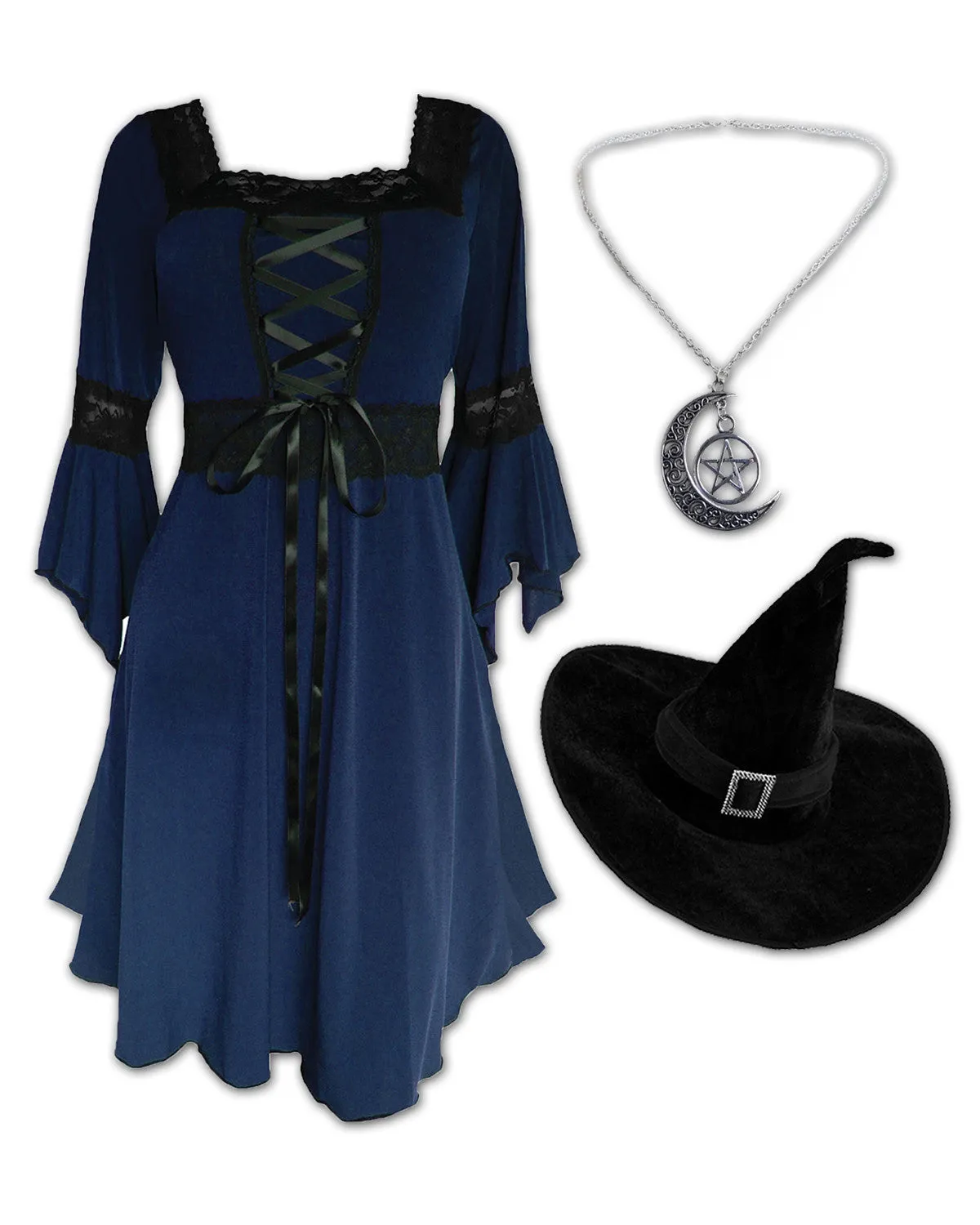 Magick Witch Costume with Renaissance Dress, Midnight