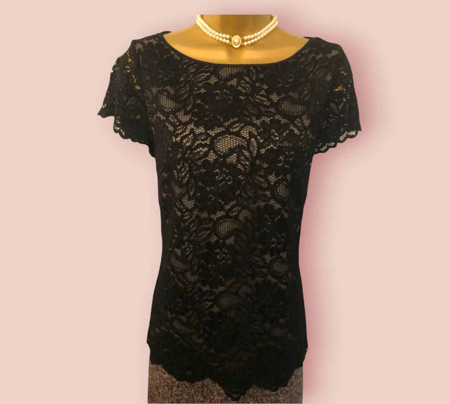 Marc Cain Ladies Black Lace & Wool Cap Sleeve Dress UK 10 US 6 EU 38