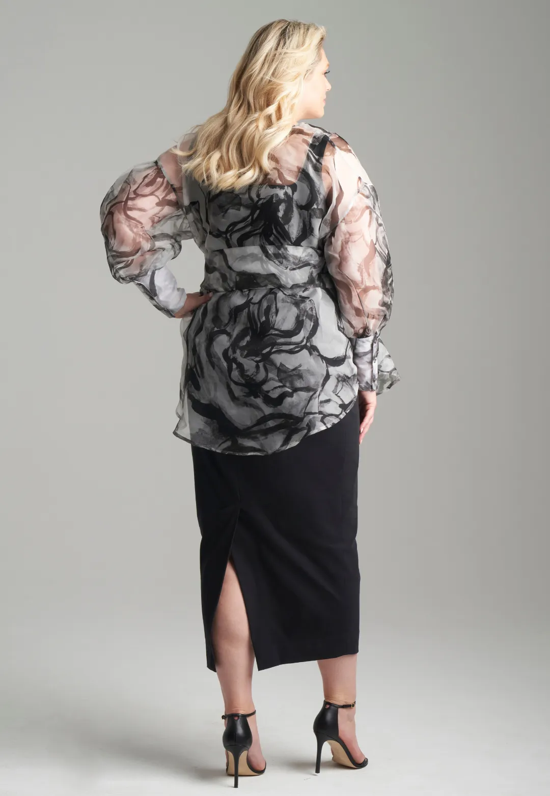 Martina Silk Organza Blouse in Rose Noir