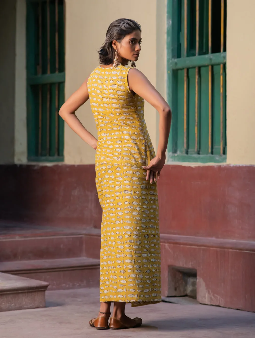 Matsya. Bagru Handblock Printed Wrap Skirt & Top Set