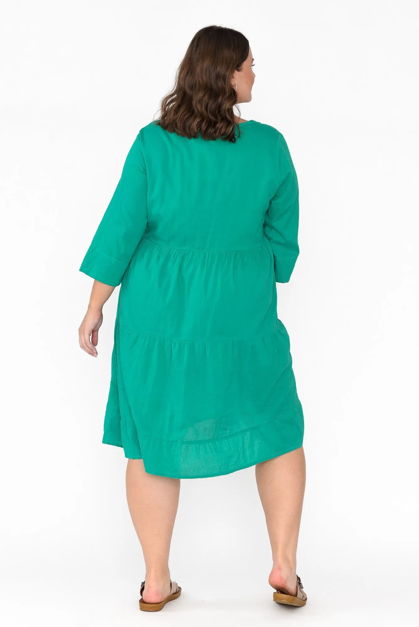 Milana Emerald Crinkle Cotton Dress