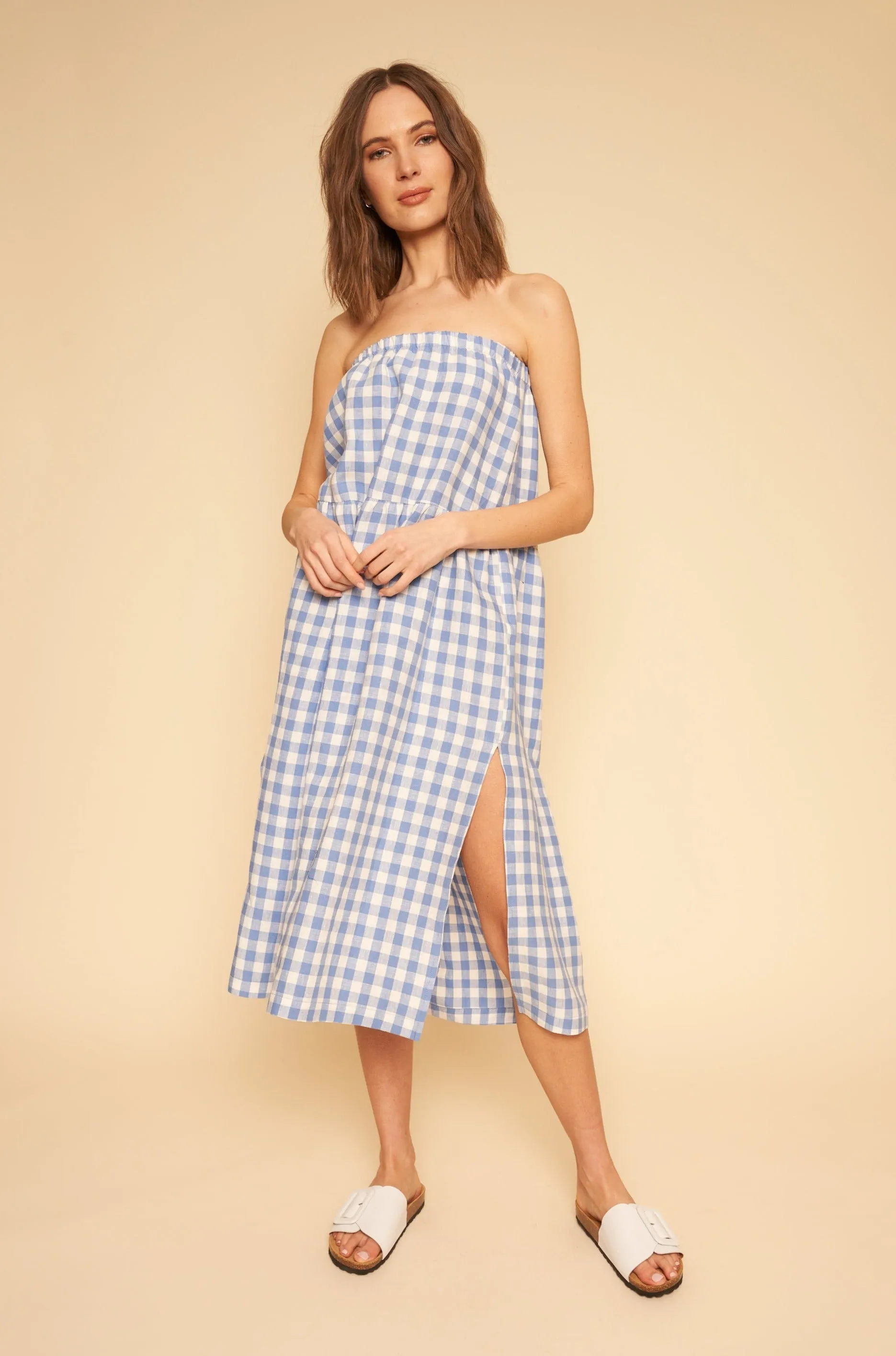 Millie Skirt/Dress in Blue Gingham Linen