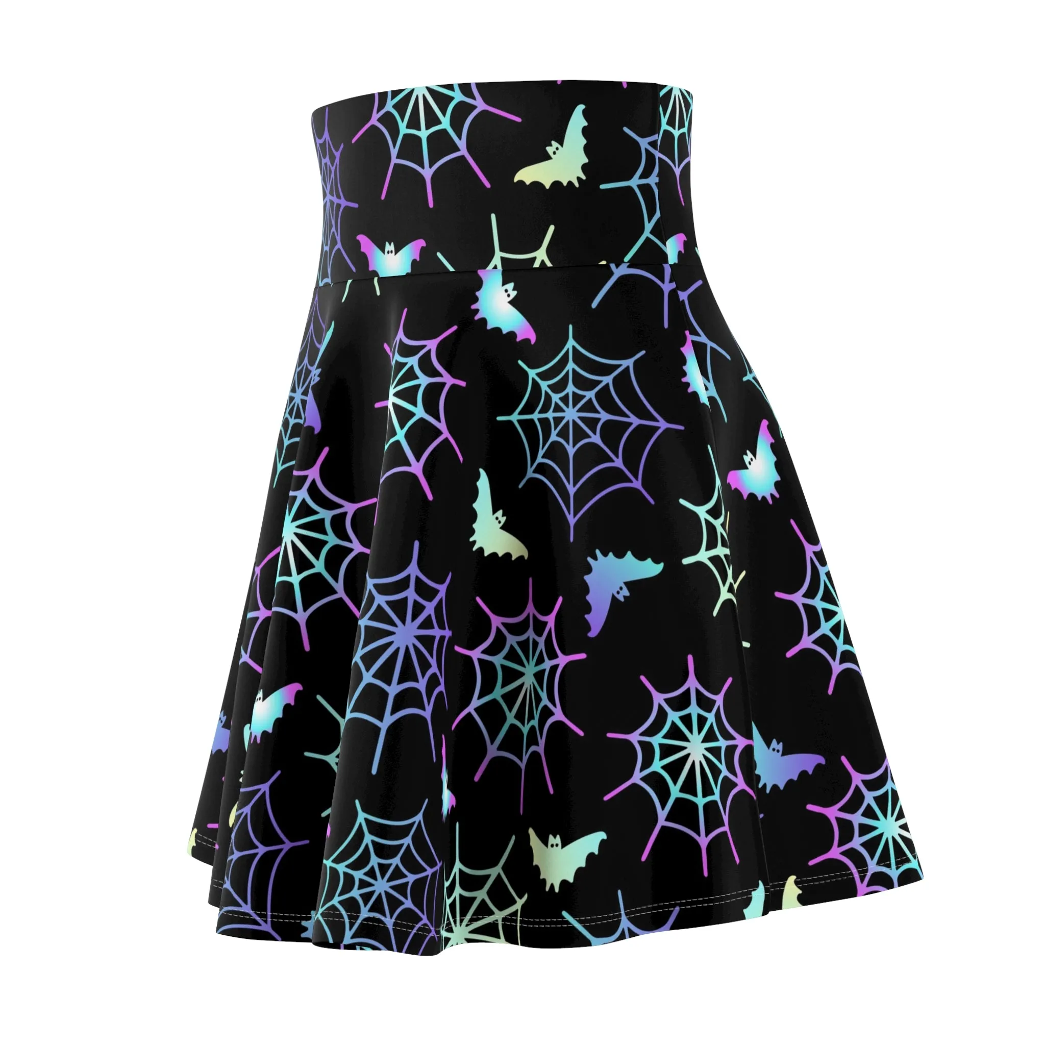 Neon Bats and Spiders Skater Skirt