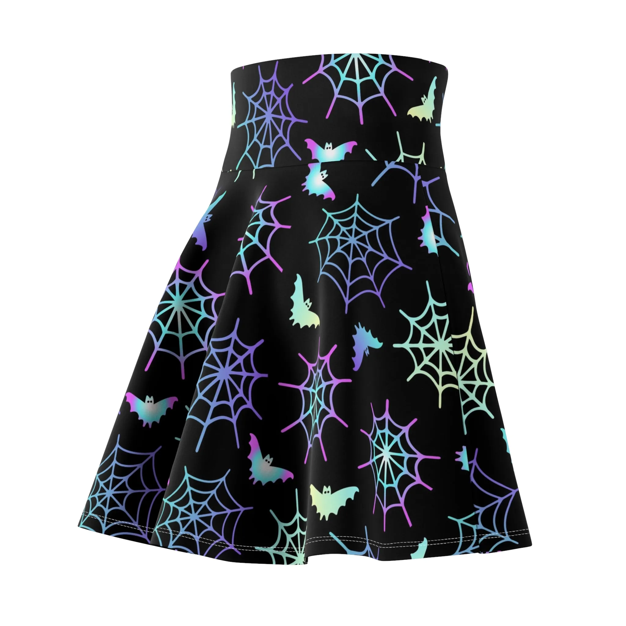 Neon Bats and Spiders Skater Skirt