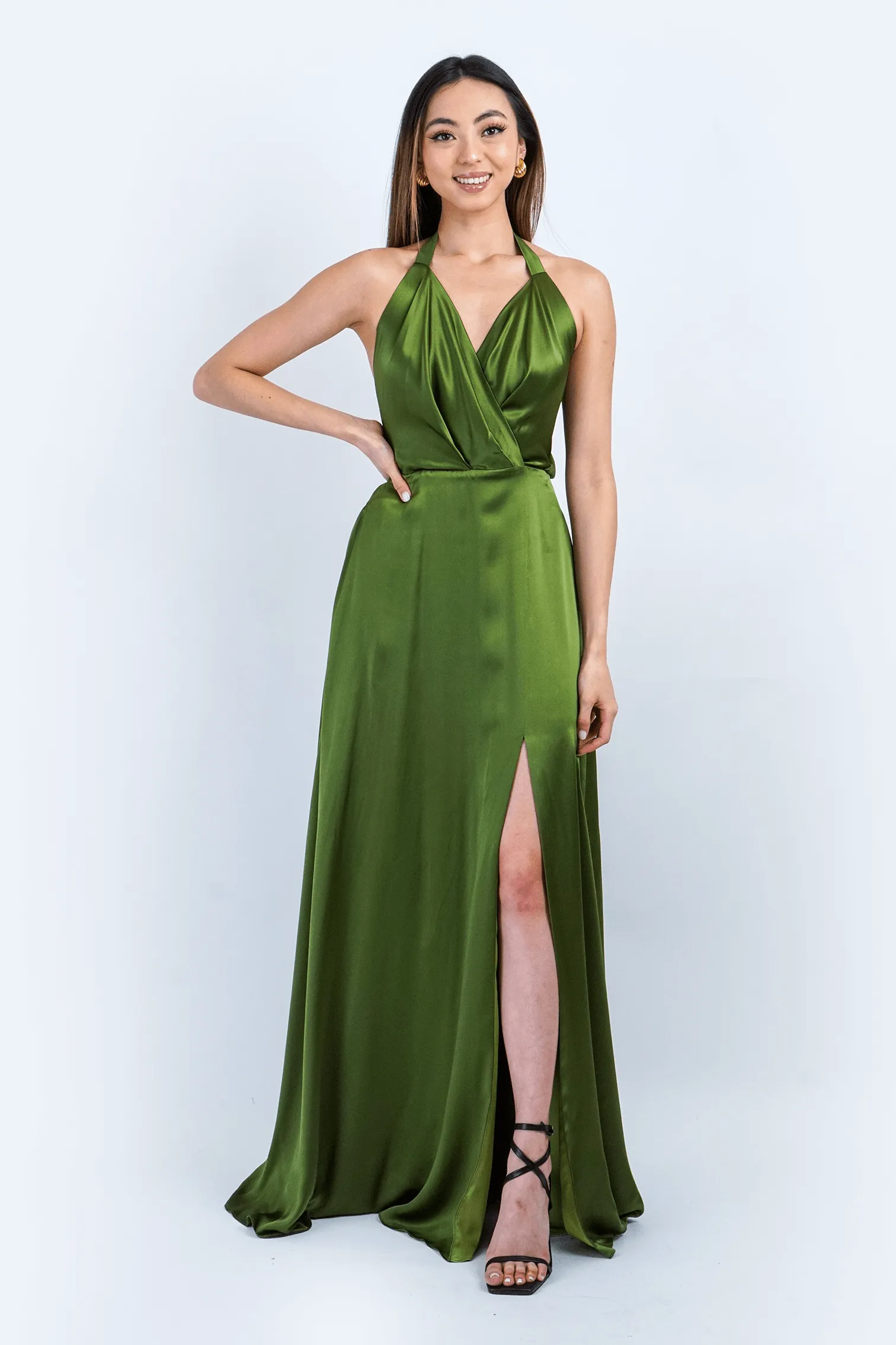 Olive Green Silk Kylie Gown