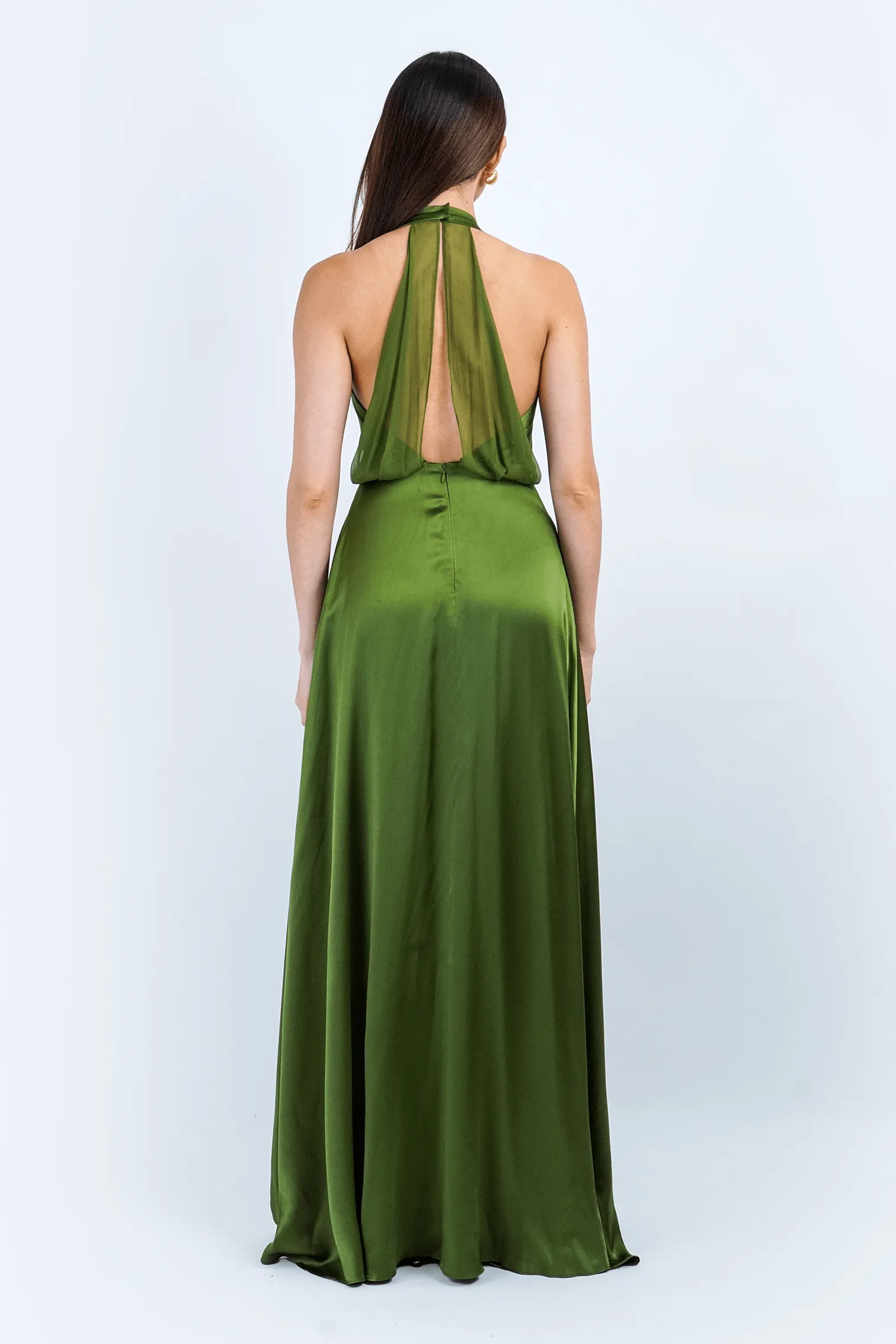 Olive Green Silk Kylie Gown