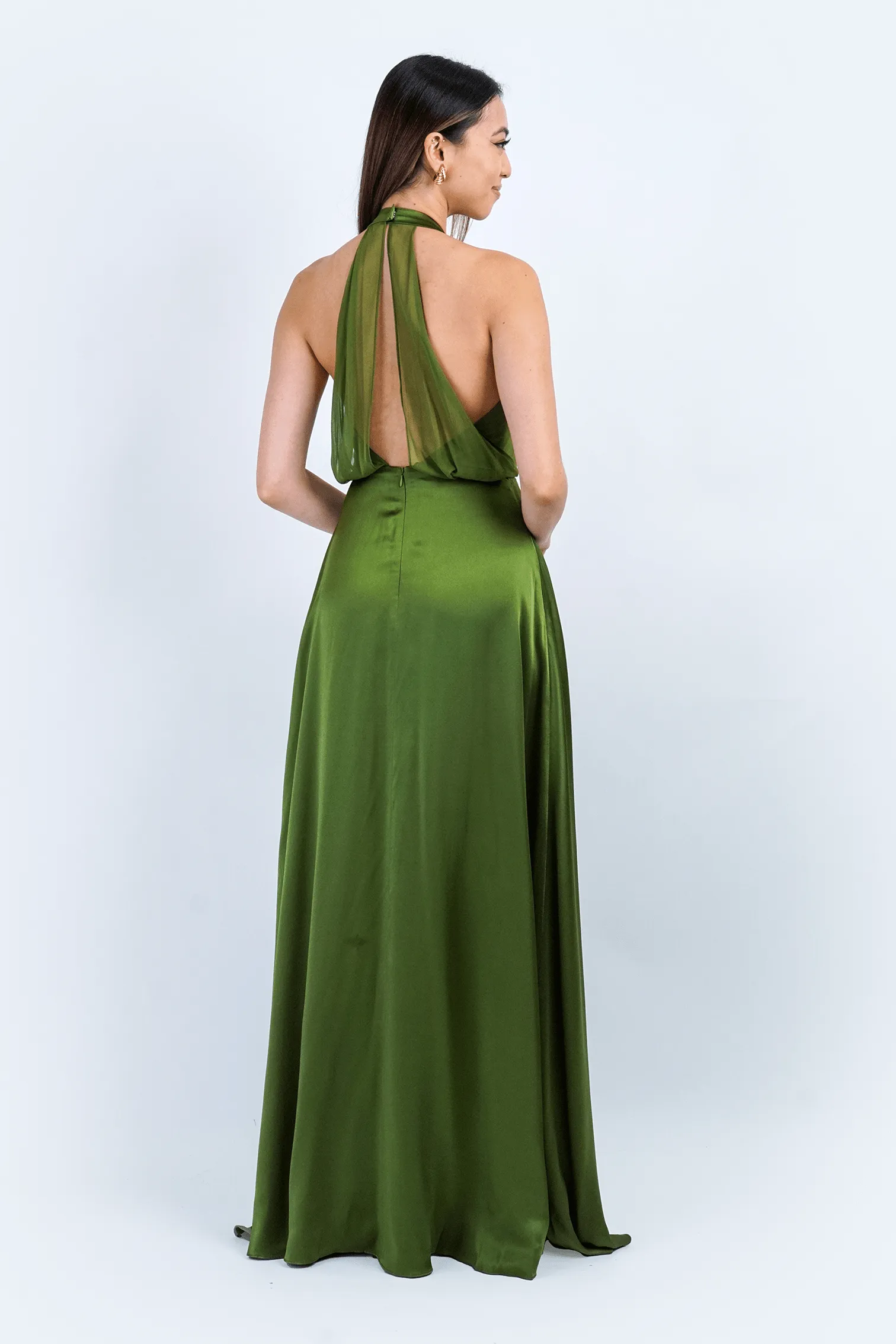 Olive Green Silk Kylie Gown