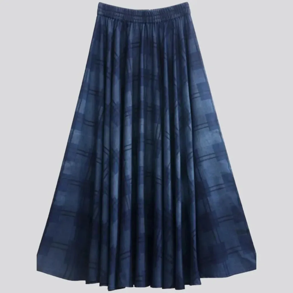 Painted fit-and-flare jean skirt for women