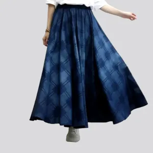 Painted fit-and-flare jean skirt for women