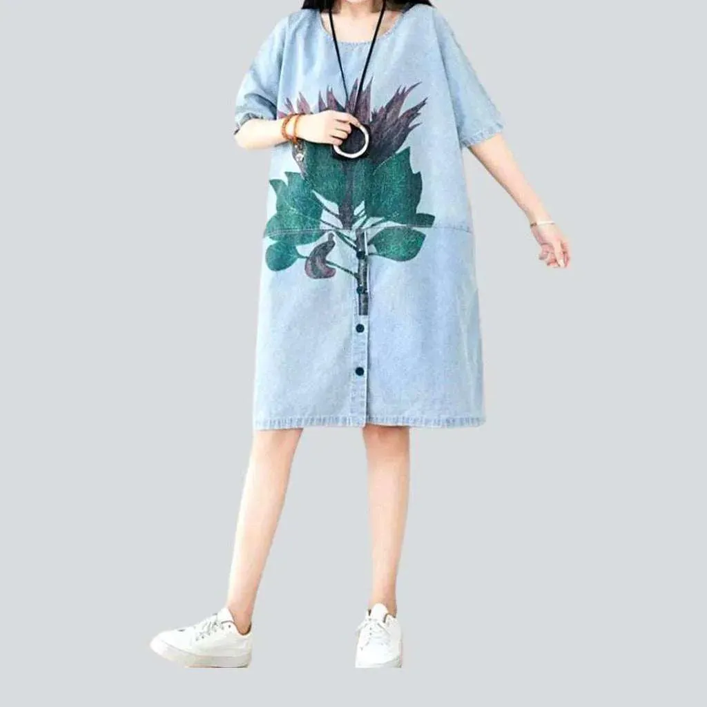 Painted street midi jean dress