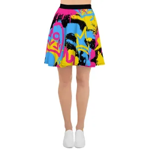 Pansexual Pride Graffiti Skater Skirt - Black