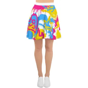 Pansexual Pride Graffiti Skater Skirt - White