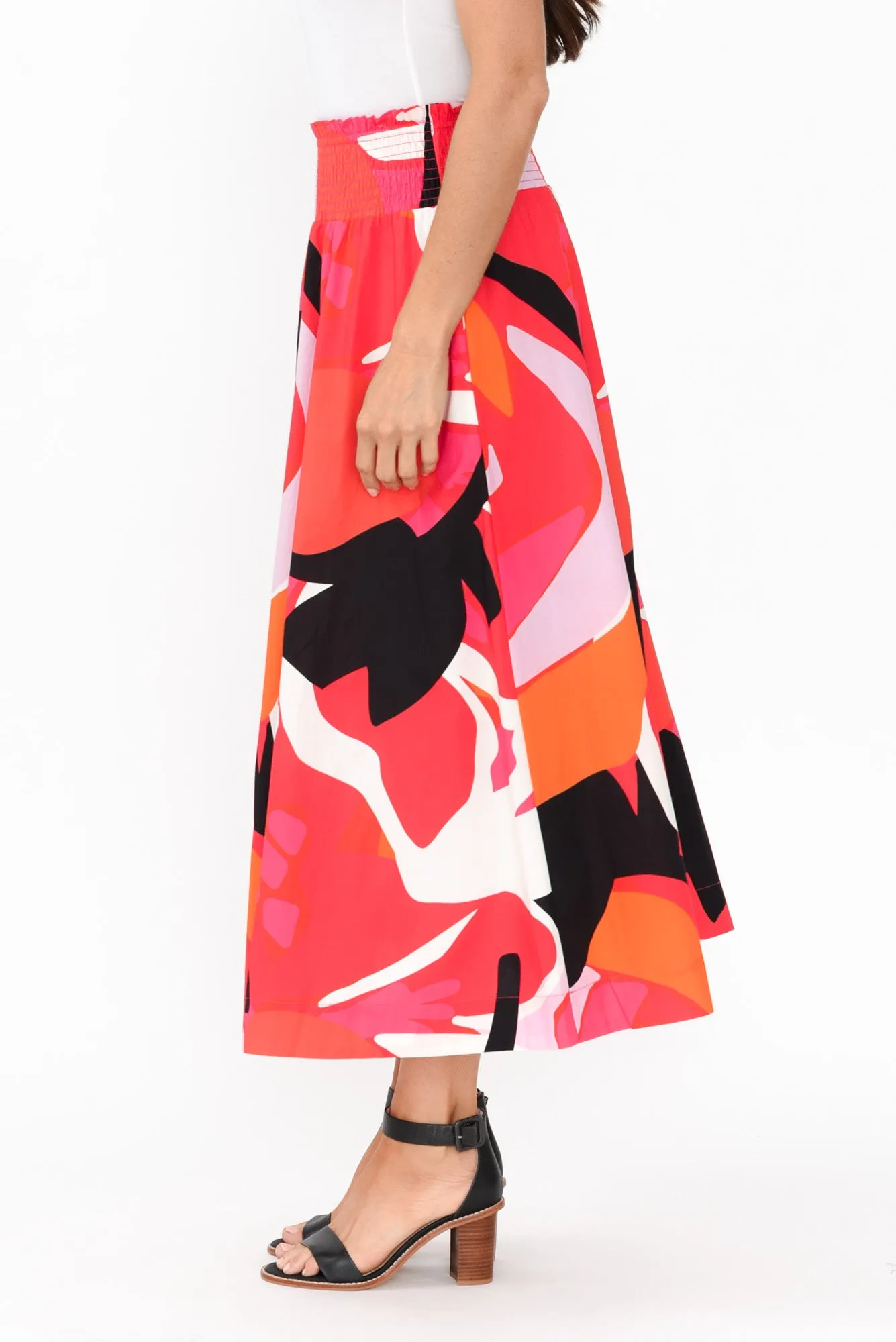 Petie Pink Abstract Cotton Skirt