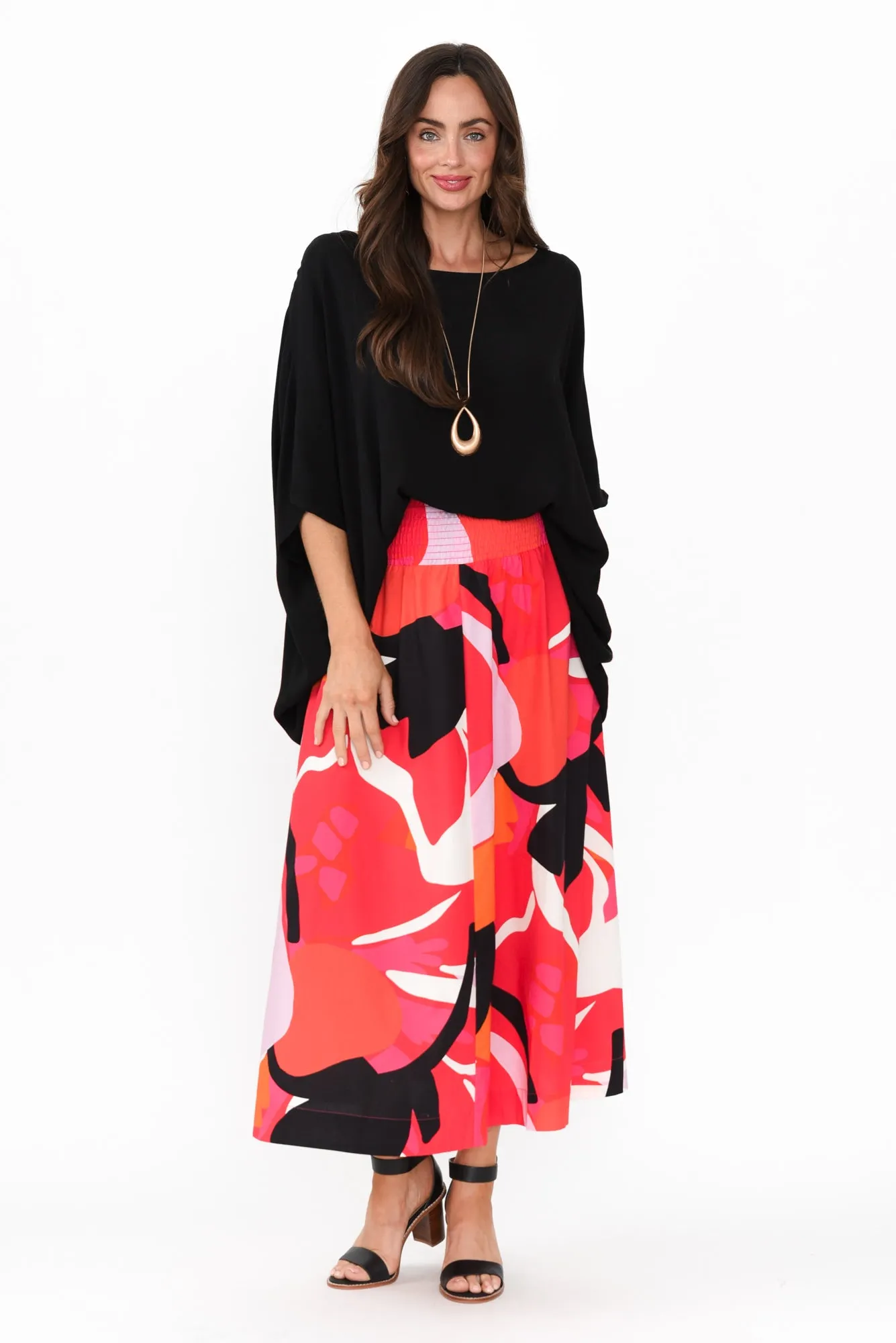 Petie Pink Abstract Cotton Skirt