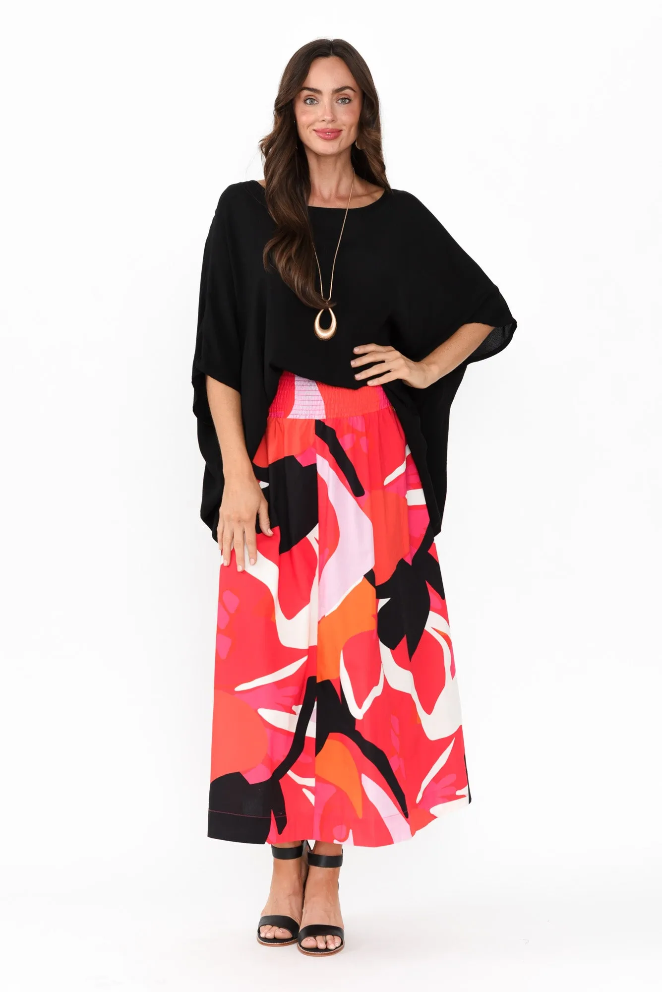 Petie Pink Abstract Cotton Skirt