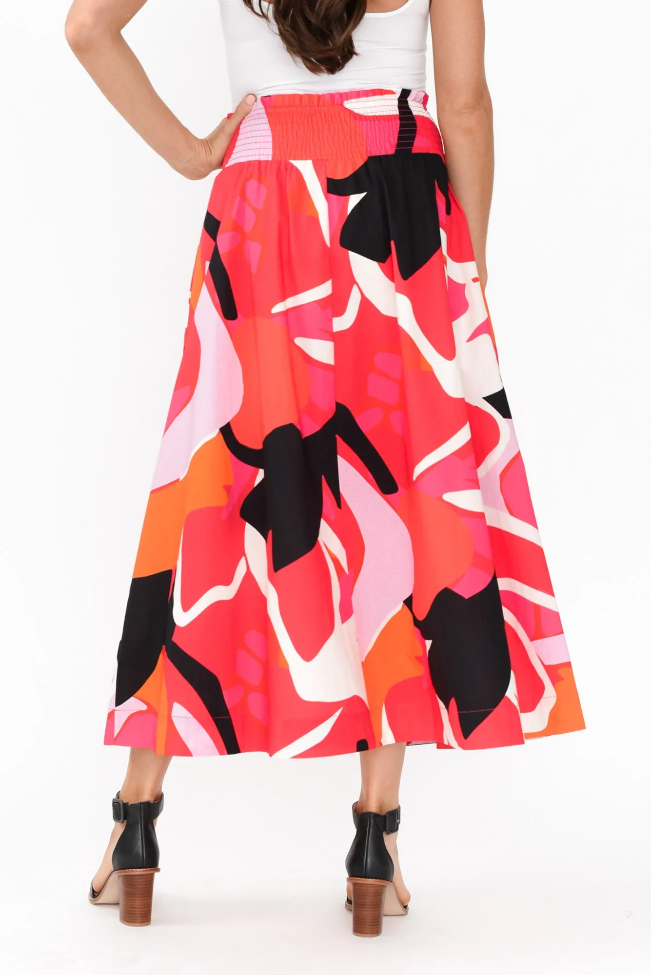 Petie Pink Abstract Cotton Skirt