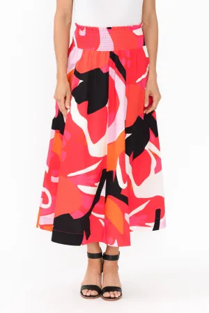 Petie Pink Abstract Cotton Skirt