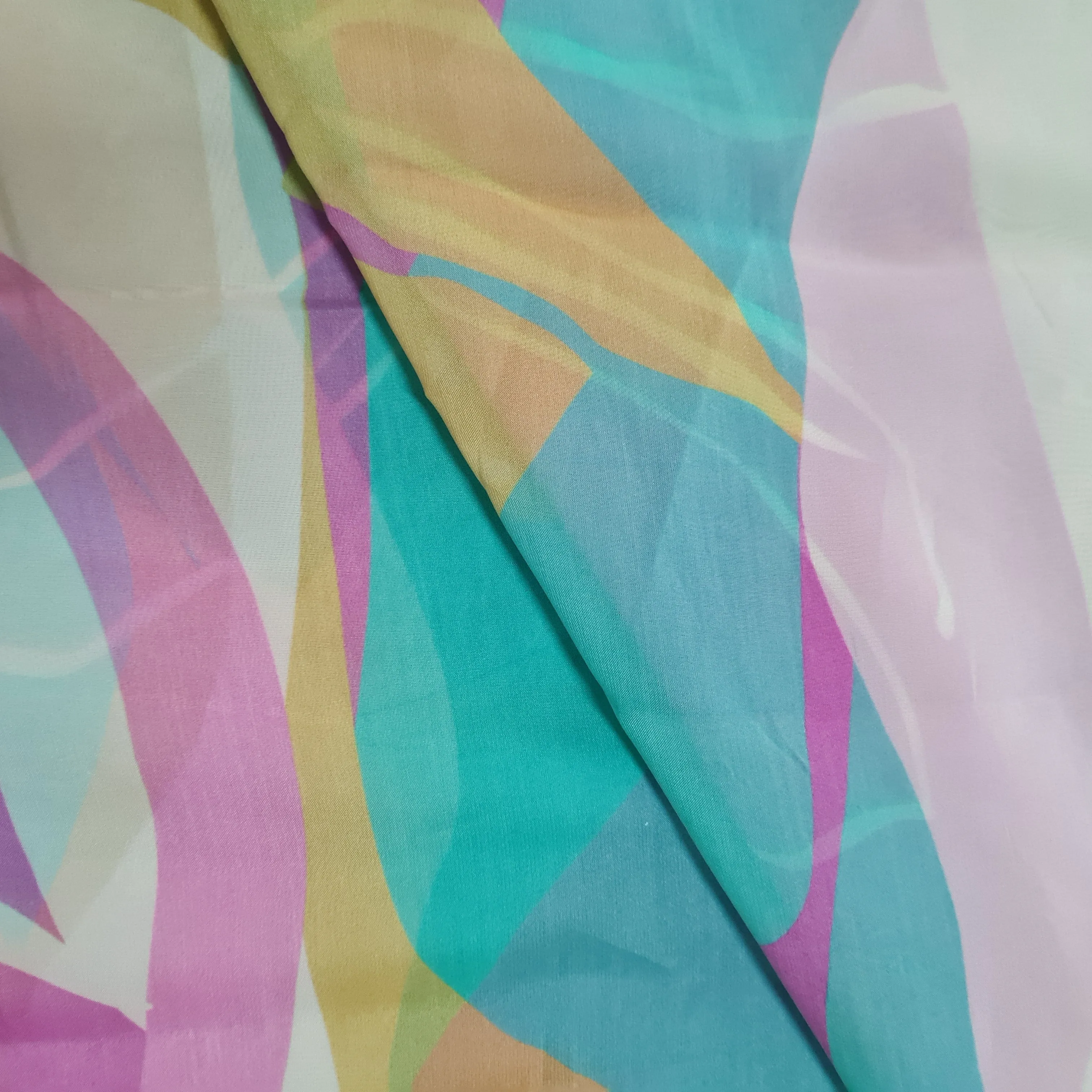 Premium Multicolour Abstract Print Organza Fabric