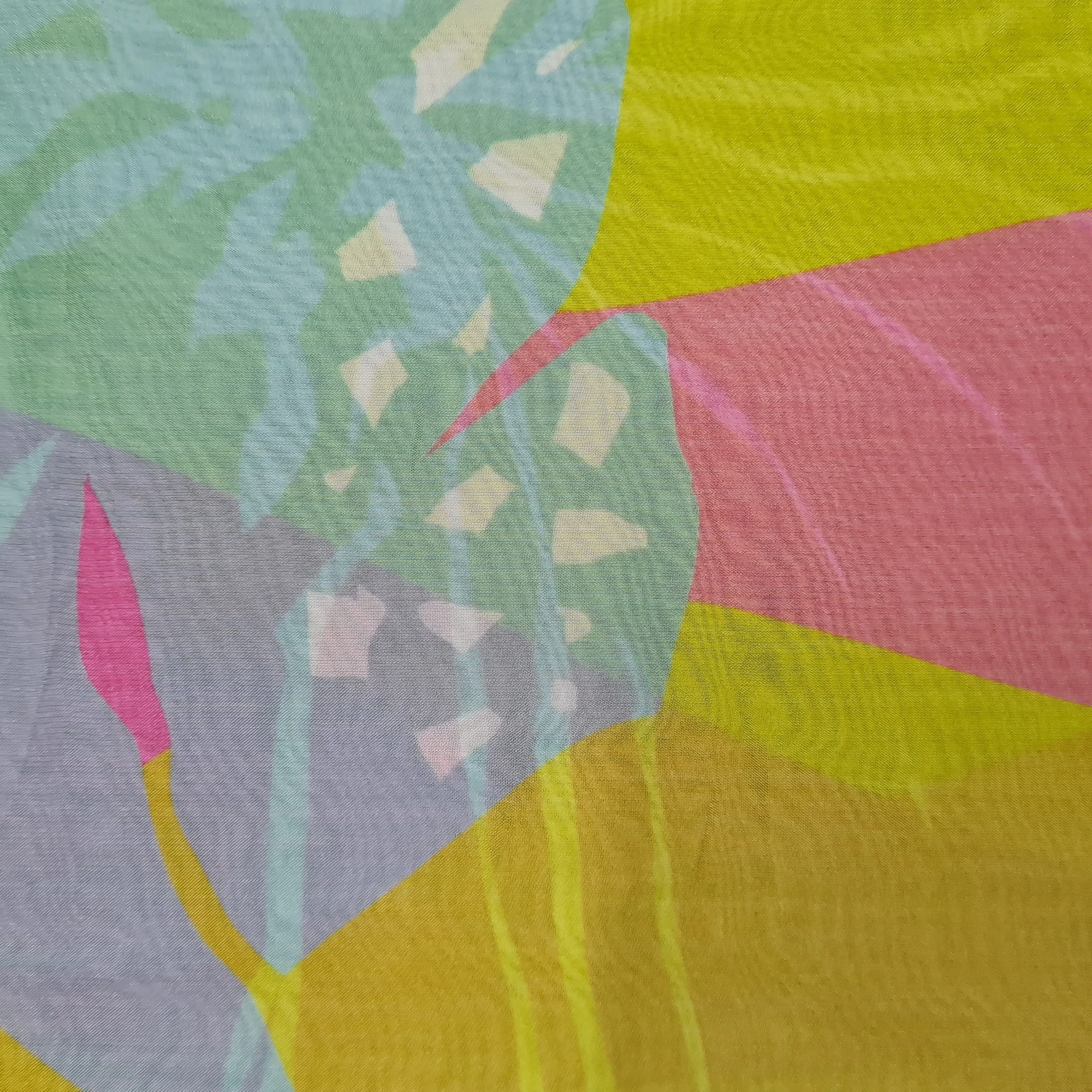 Premium Multicolour Tropical Print Organza  Fabric