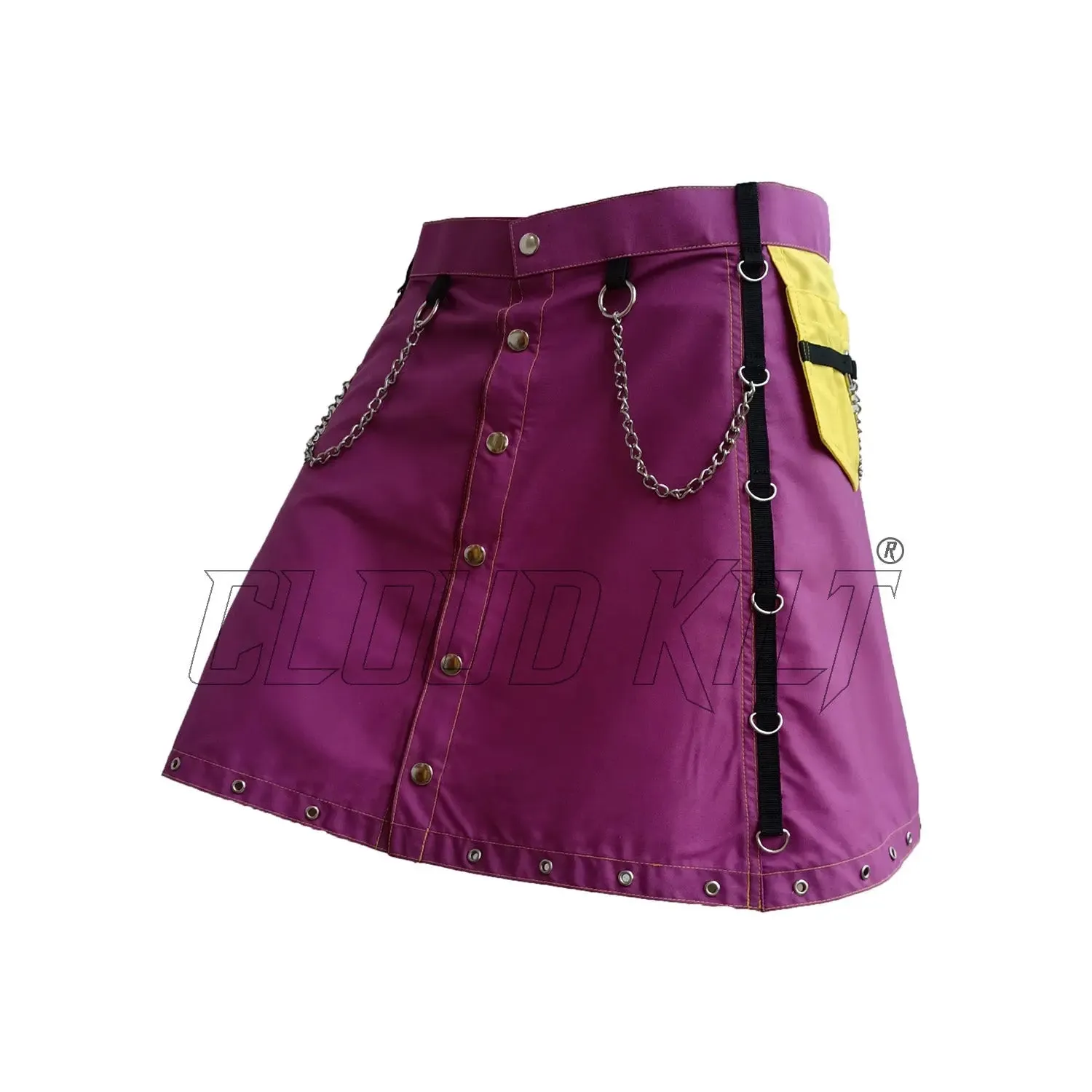 Purple With Yellow Women Fashion Kilt