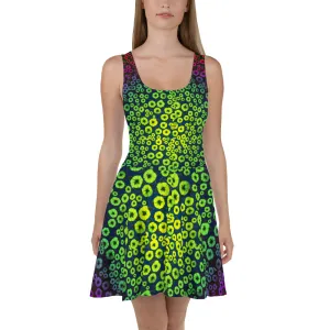 Rainbow Flowers Burst designer Skater Dress by John A. Conroy