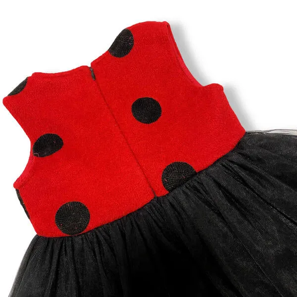 Red and Black Polka Dot Wooly Tulle Dress