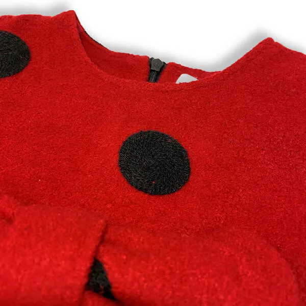 Red and Black Polka Dot Wooly Tulle Dress