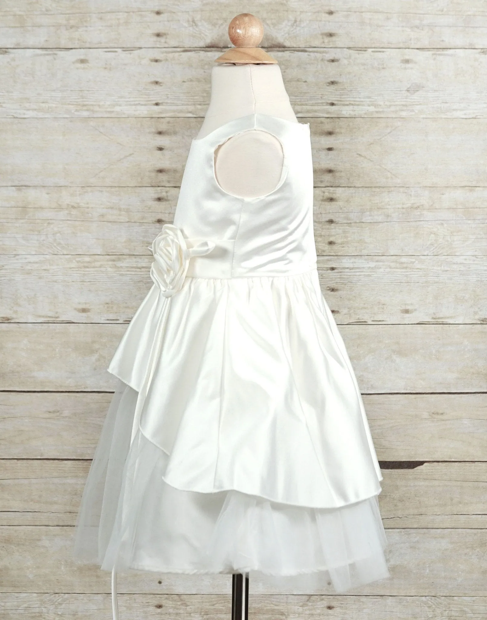 Rosy Taffeta Flower Girl Dress - White