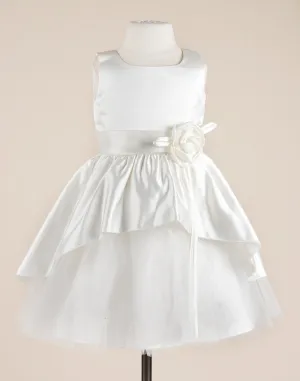 Rosy Taffeta Flower Girl Dress - White