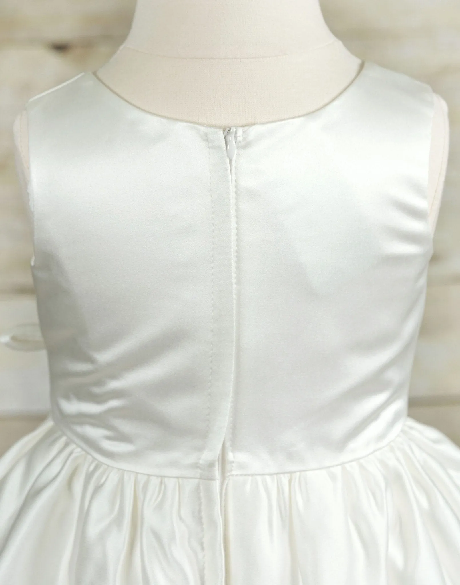 Rosy Taffeta Flower Girl Dress - White