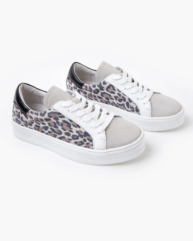 Sammy Leather Sneaker - Beige Leopard