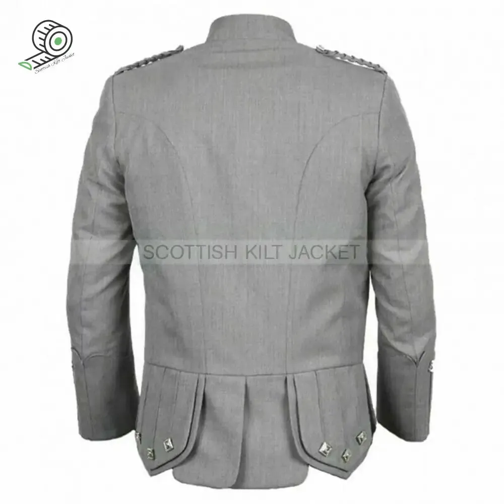 Scottish Doublet  Sheriffmuir Kilt Jacket with 5 Button Waistcoat In Grey