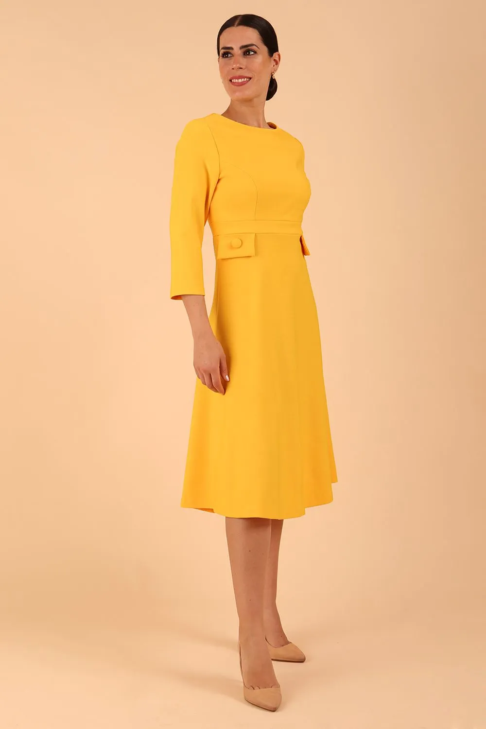 Seed Gresham 3/4 Sleeve Knee Length A-Line Dress