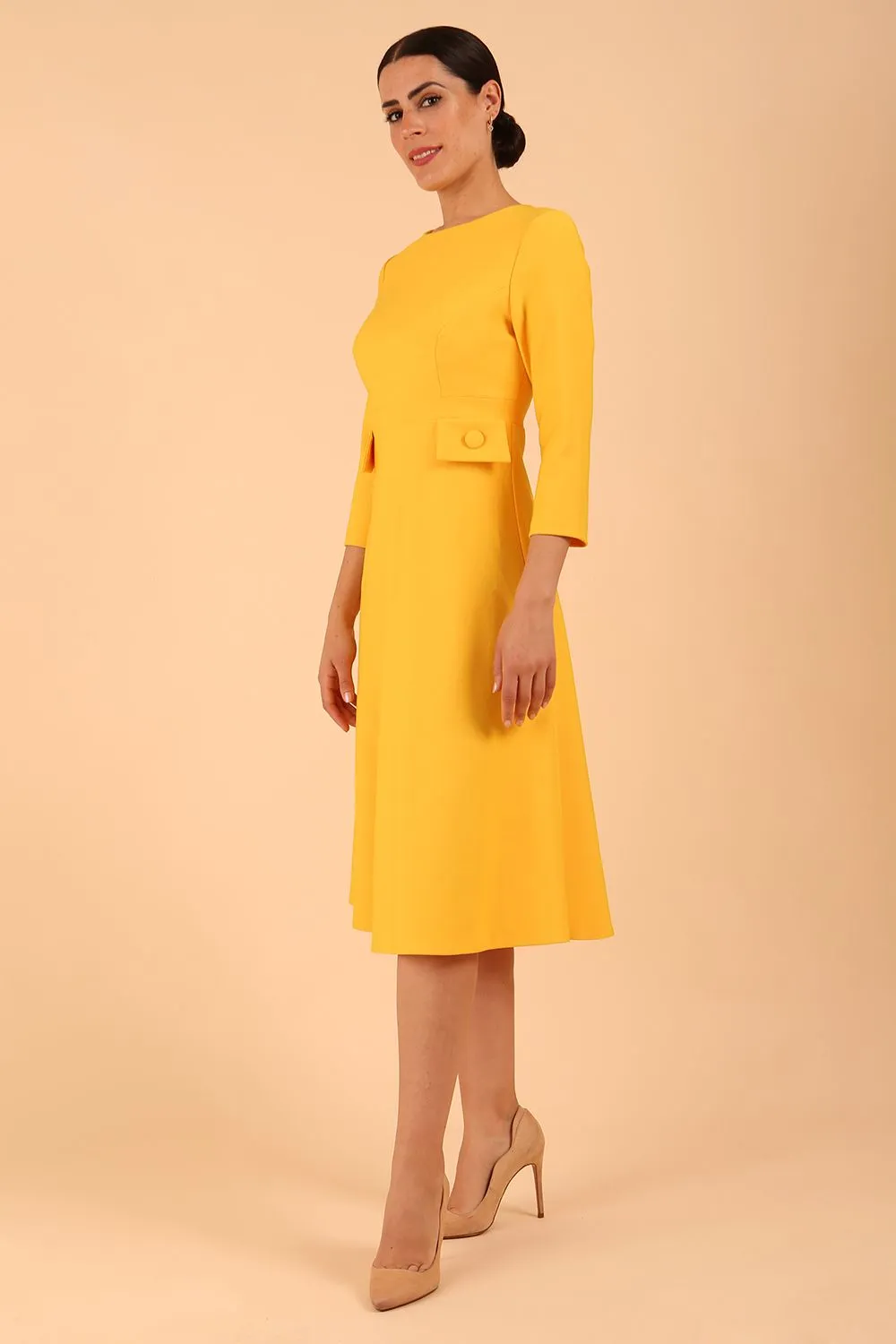 Seed Gresham 3/4 Sleeve Knee Length A-Line Dress