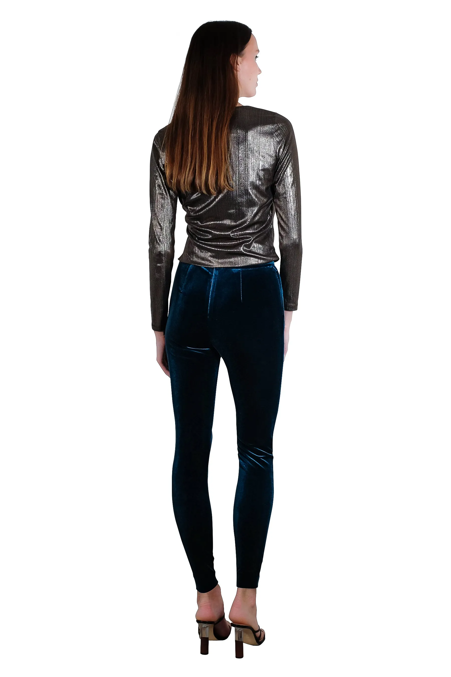 Soora Metallic Wrap Effect Top