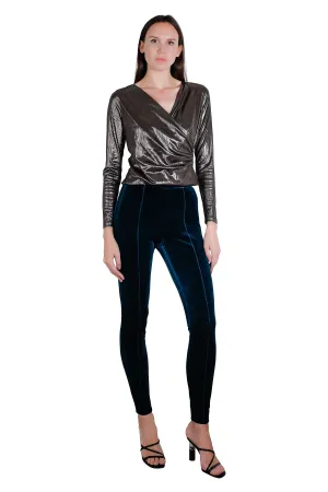 Soora Metallic Wrap Effect Top