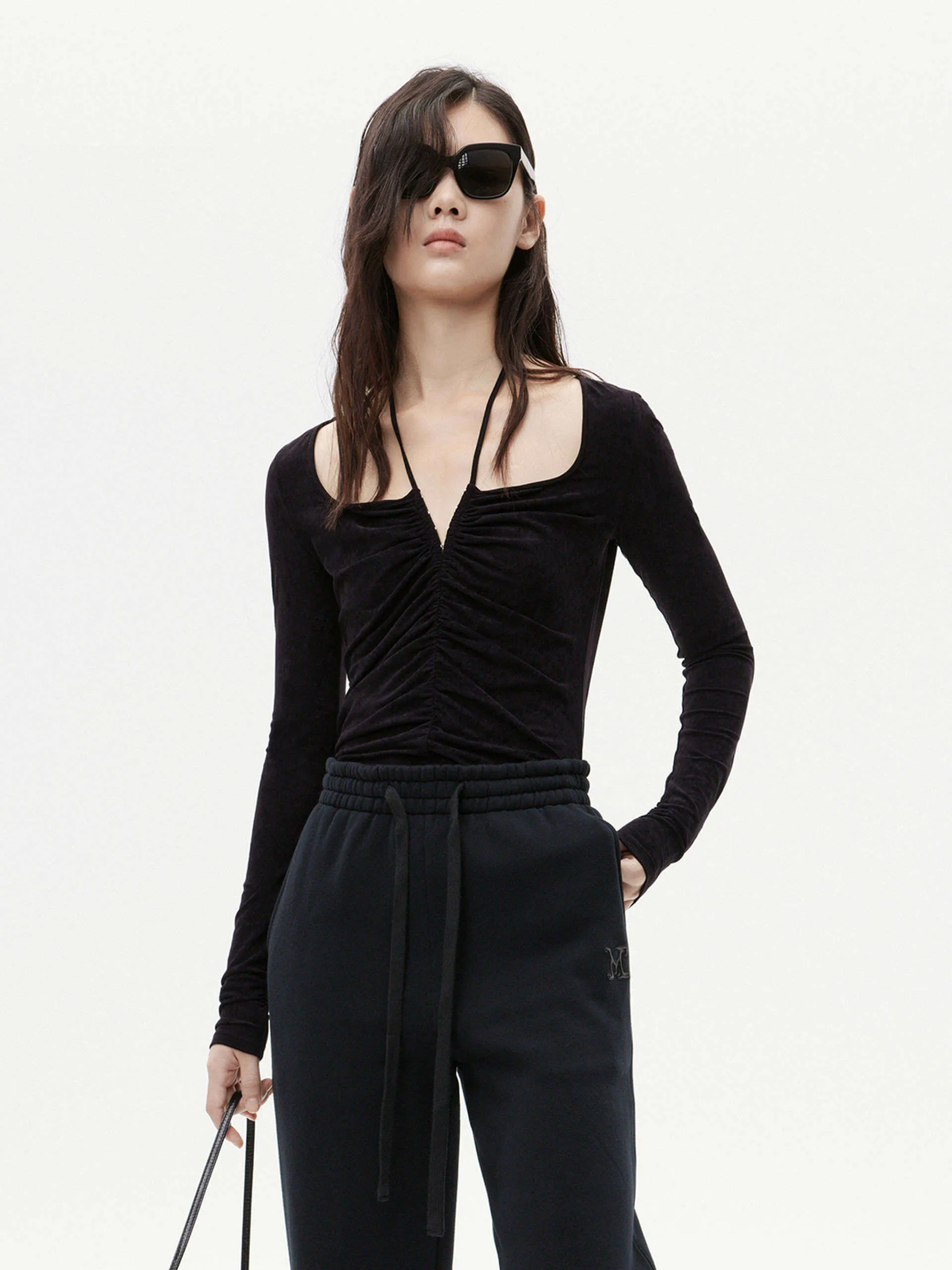 Square Collar Pleated Top