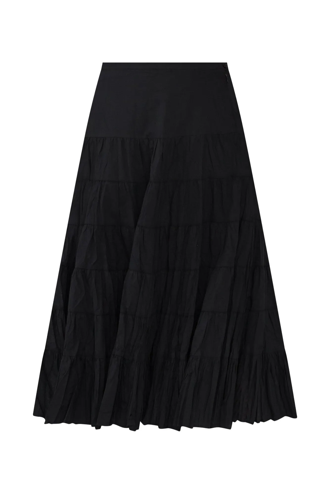 Taurus Black Cotton Tiered Skirt