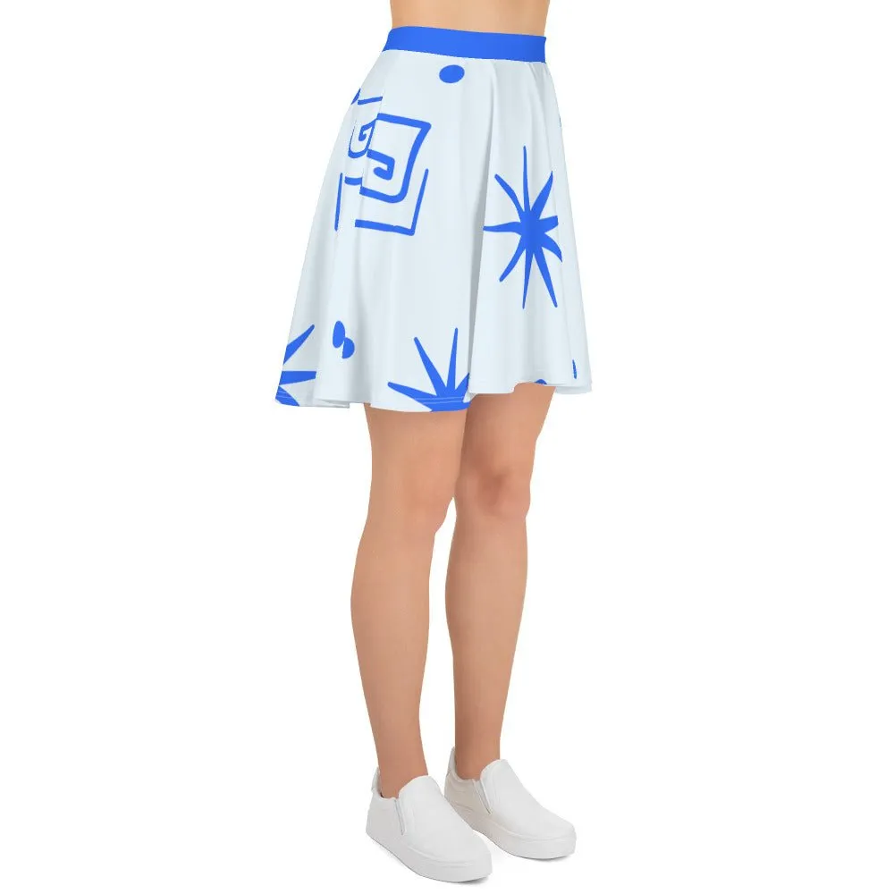 Teacups Blue Skater Skirt