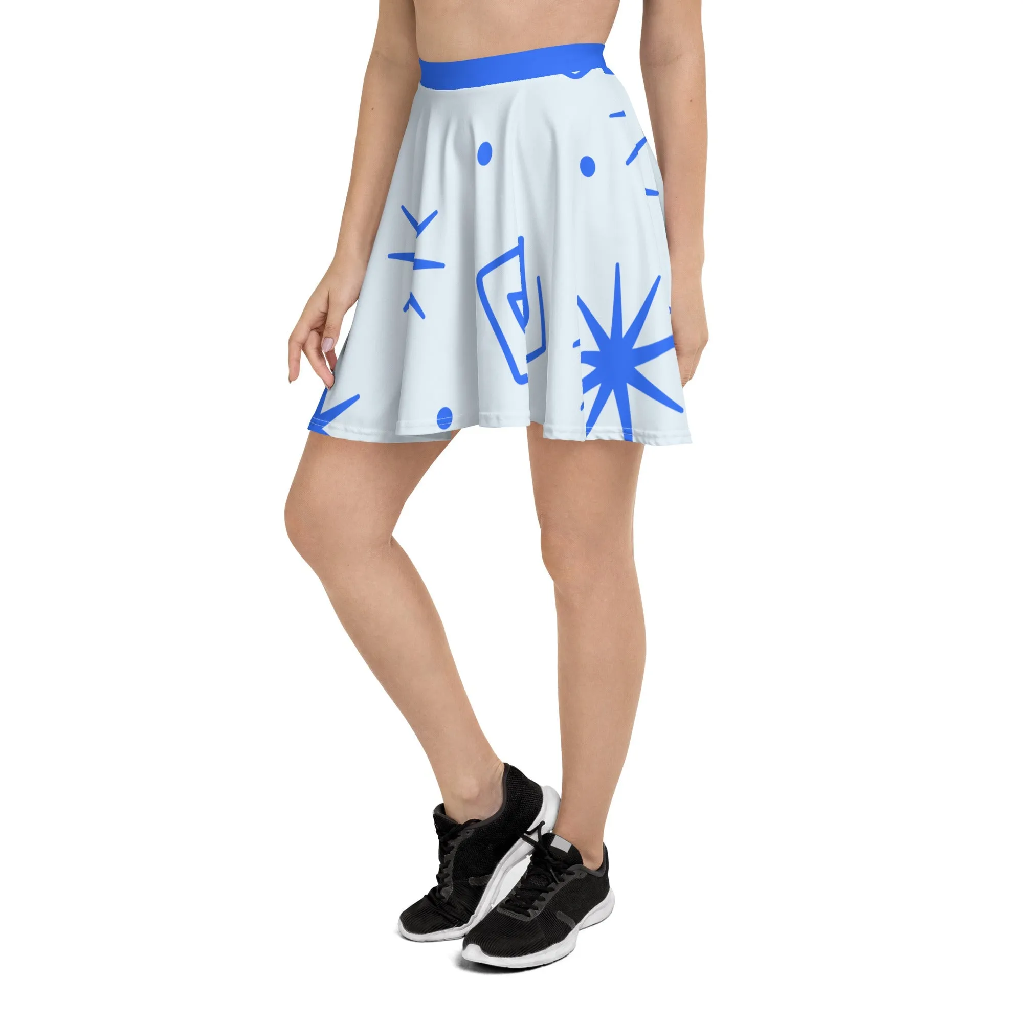 Teacups Blue Skater Skirt