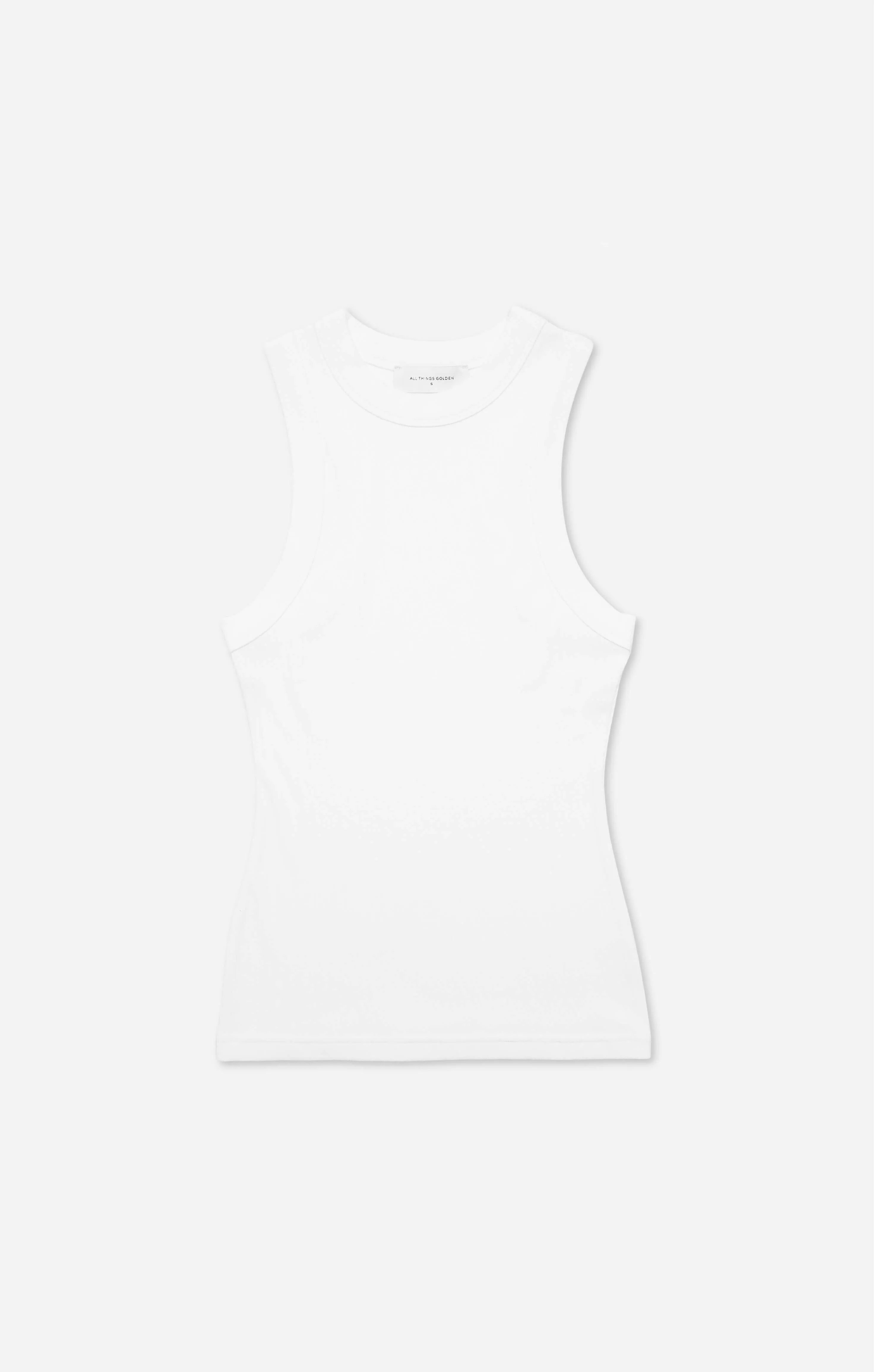 THE LUXE RIB HIGH NECK TANK - WHITE