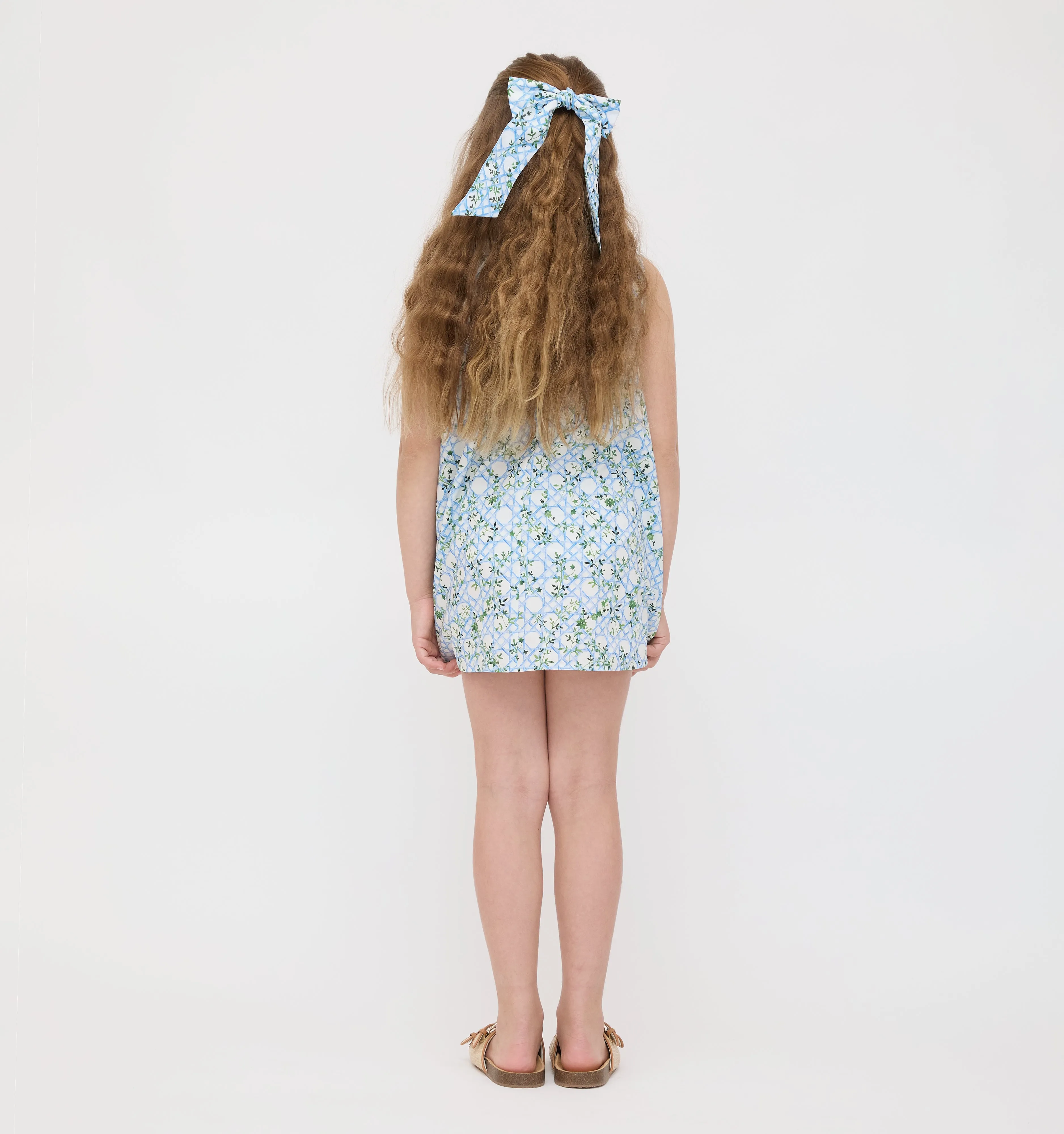 The Tiny Noelle Dress - Blue Basketweave Vine