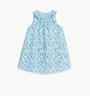 The Tiny Noelle Dress - Blue Basketweave Vine