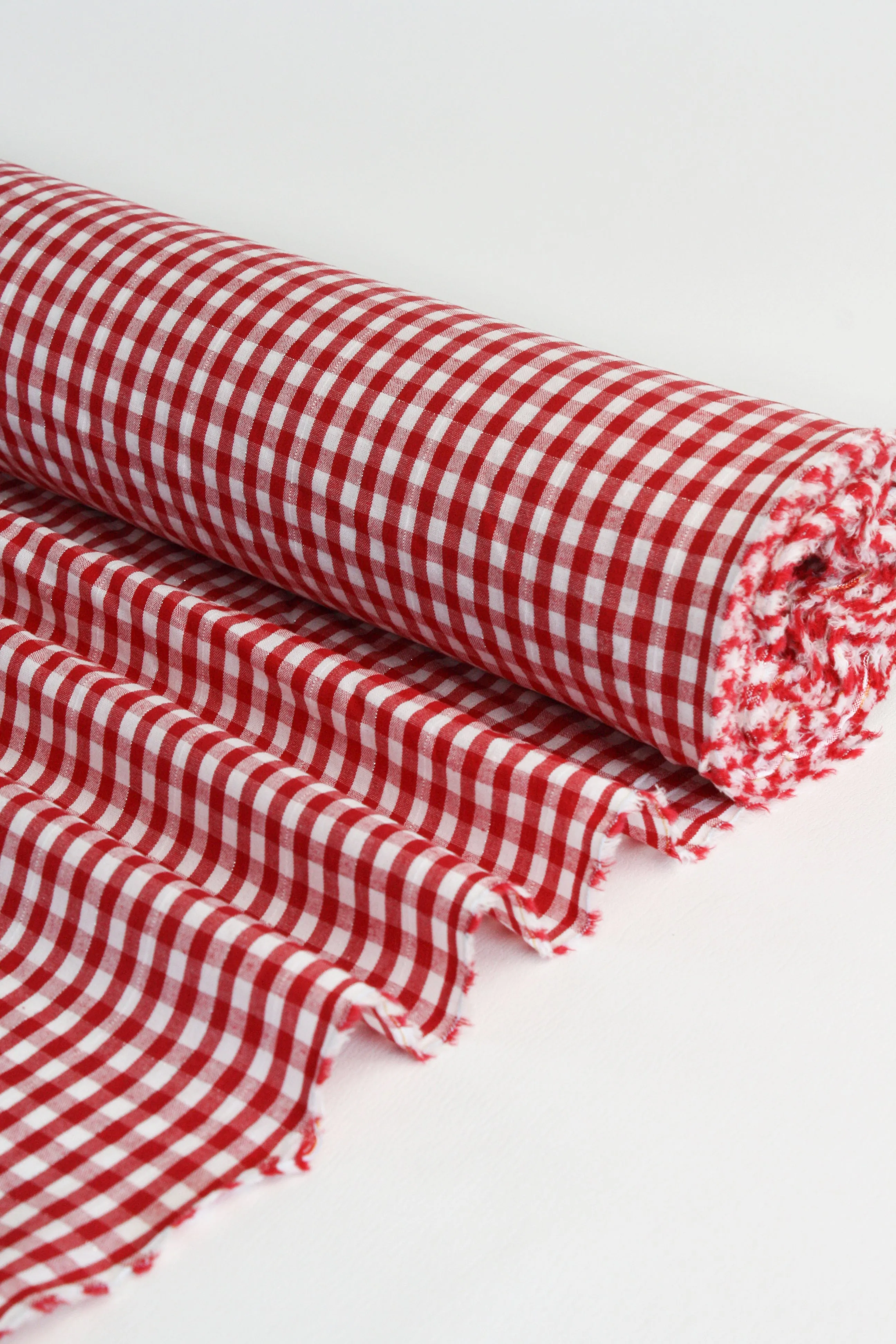 Tibby - Lurex Windowpane Linen | Ruby