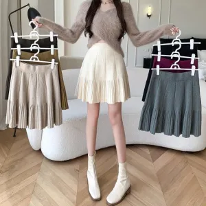 Toleet frat boy outfits 2024 Autumn and Winter New Knitted Skirt Women's Pleated Wool Skirt Waist Slimming Small Fashion Skirt