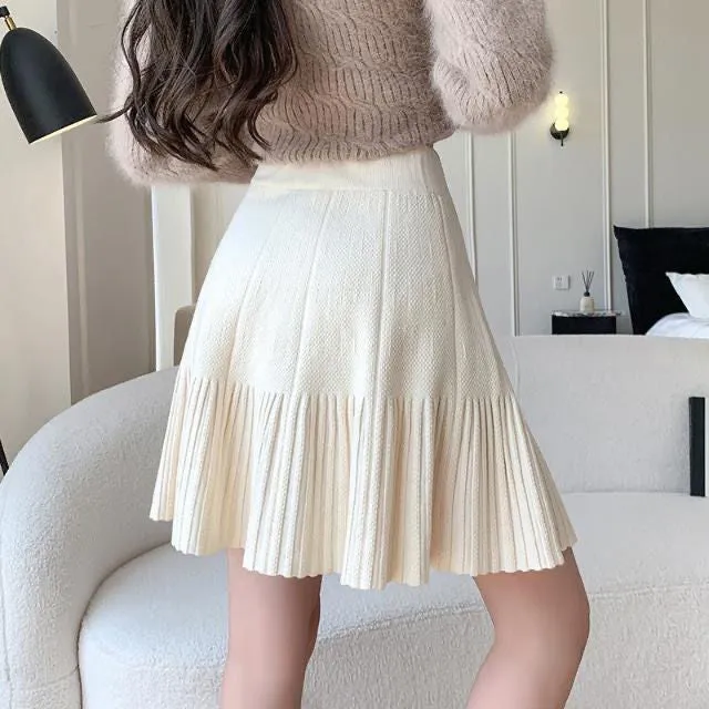 Toleet frat boy outfits 2024 Autumn and Winter New Knitted Skirt Women's Pleated Wool Skirt Waist Slimming Small Fashion Skirt